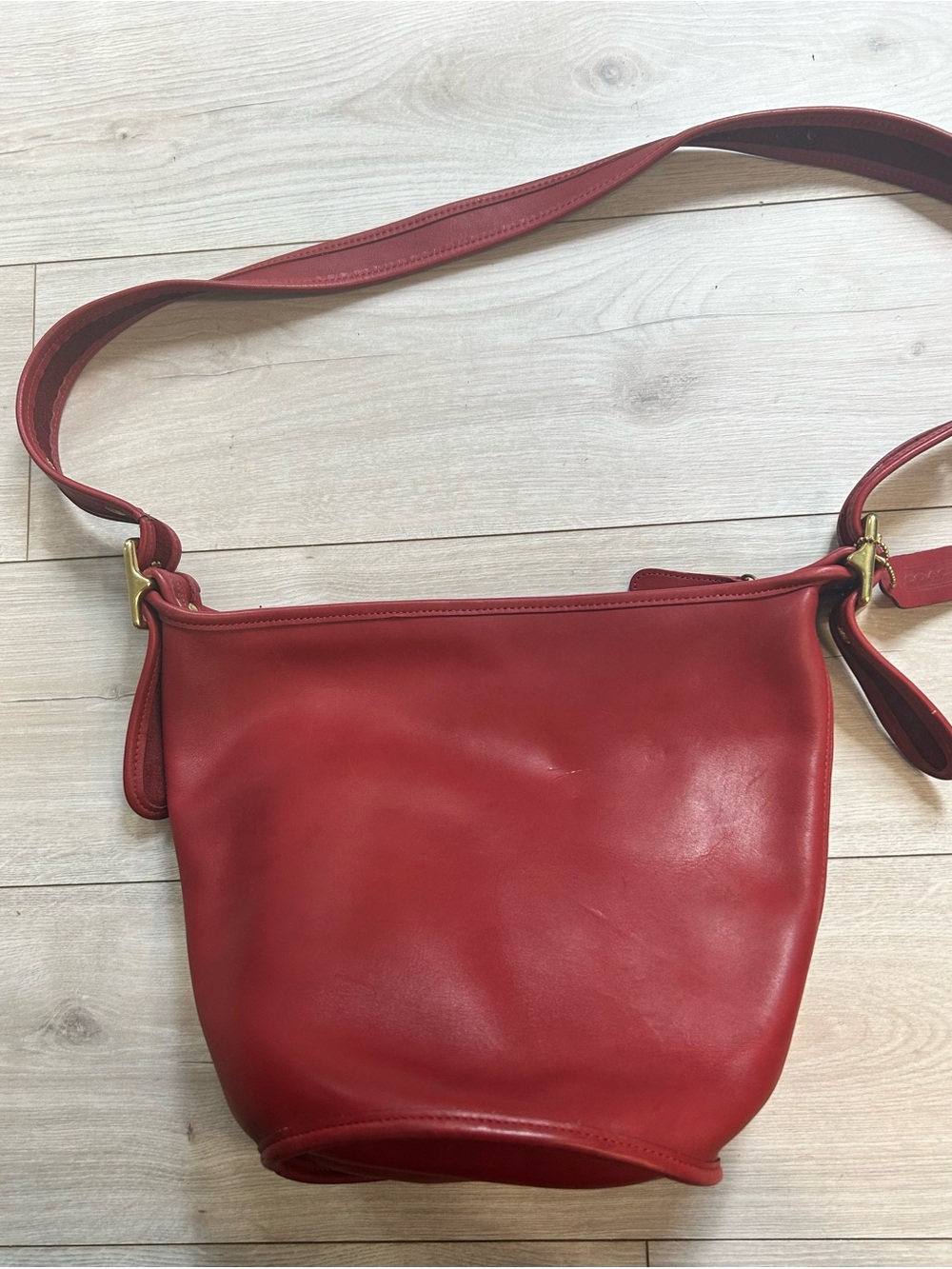 Coach Red Leather Shoulder Bag with Adjustable Strap